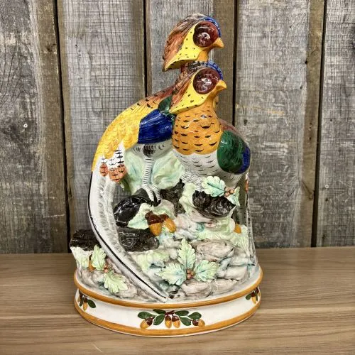 Fitz and Floyd Autumn Bounty Ceramic Pheasant Pair Figurine from auction in Shelbyville, Kentucky
