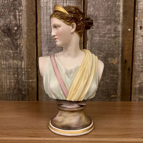 Polychrome Painted Bisque Porcelain Bust of Artemis from auction in Shelbyville, Kentucky