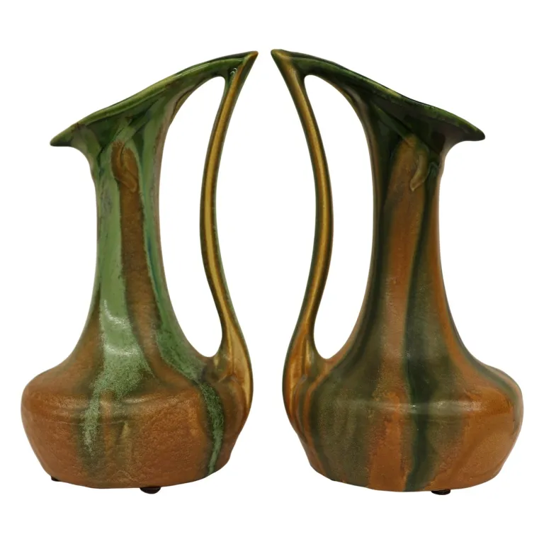 Thulin Art Nouveau Drip Glaze Pitcher Pair from auction in Spring Valley, New York