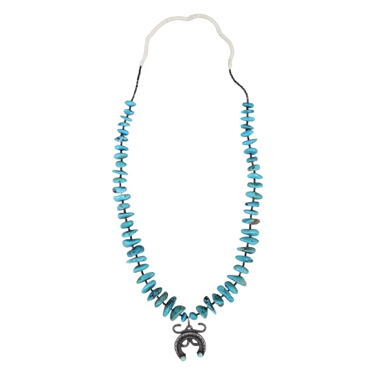 Native American Silver & Turquoise Naja Necklace from auction in Spring Valley, New York