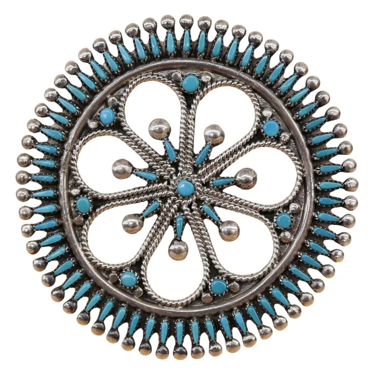 V.S. Johnson Zuni Sterling Turquoise Pin Pendant from auction in Spring Valley, New York