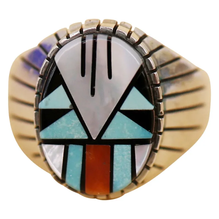 Ray Jack Navajo Sterling Multistone Inlay Ring from auction in Spring Valley, New York