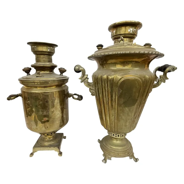 Imperial Russian Batashev Brass Samovars from auction in Spring Valley, New York