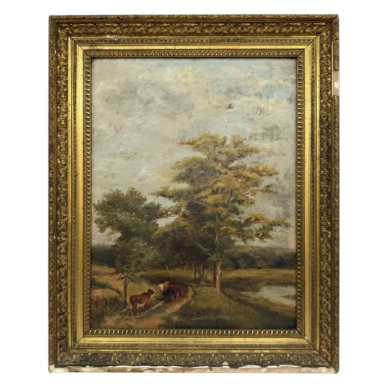 19th C Pastoral Landscape Oil Painting from auction in Spring Valley, New York