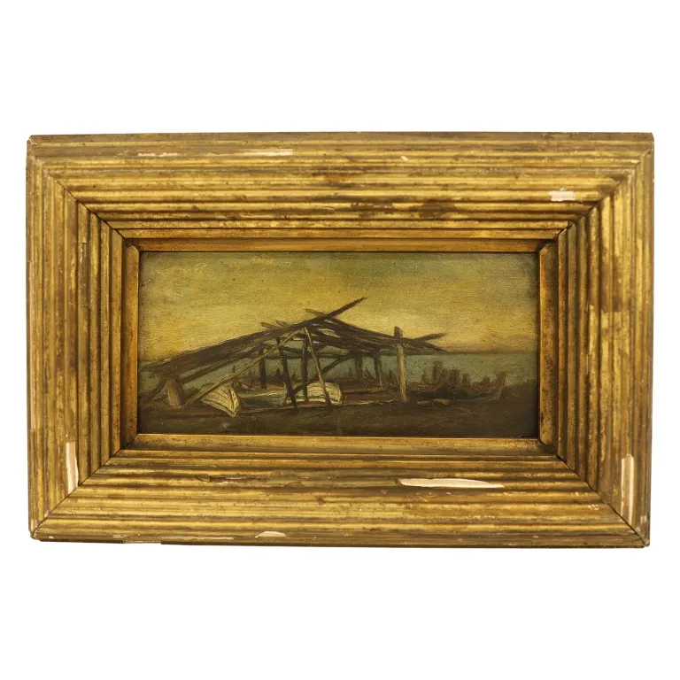 Antique Coastal Landscape Oil Painting from auction in Spring Valley, New York