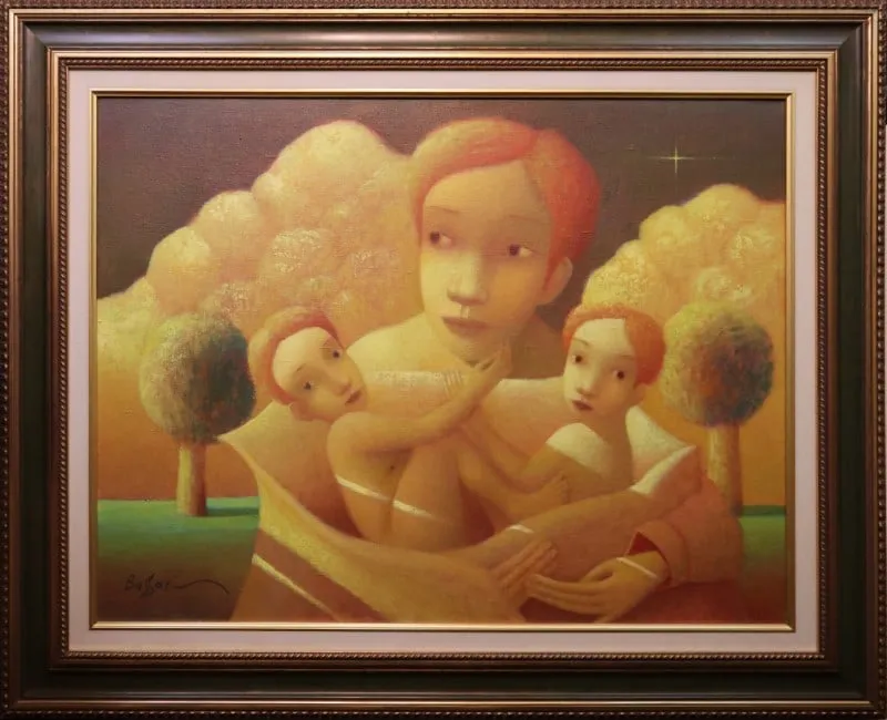 Bassari, Sasha, 2012 oil on canvas, Motherhood from auction in Lindsborg, Kansas