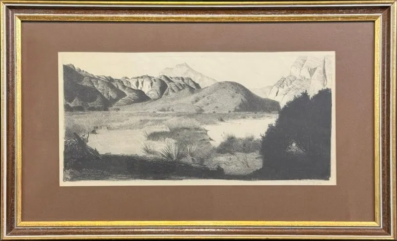 Buff, Conrad (1886-1975) lithograph, Tujunga from auction in Lindsborg, Kansas