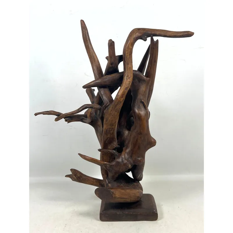 Abstract Modernist Assembled Wood Root Sculpture. Mounted on Rectangular Plinth. Unsigned. from auction in Upper Chichester, Pennsylvania
