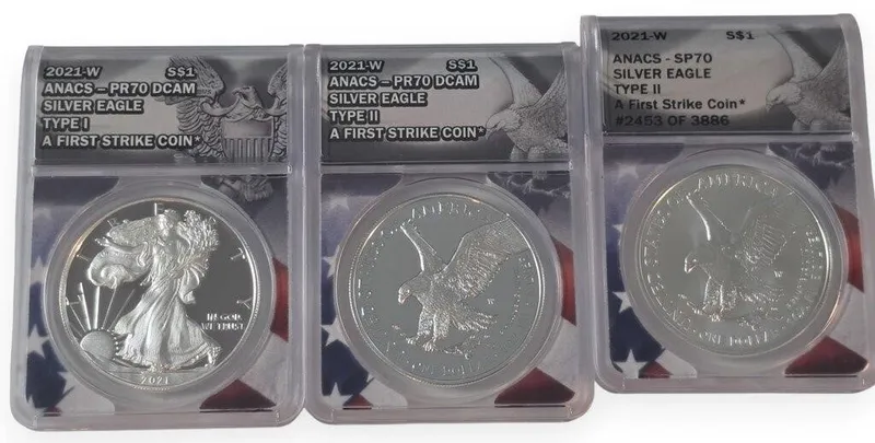 (3) 2021-W US Silver American Eagle Coins, Proofs from auction in Carmel, Indiana