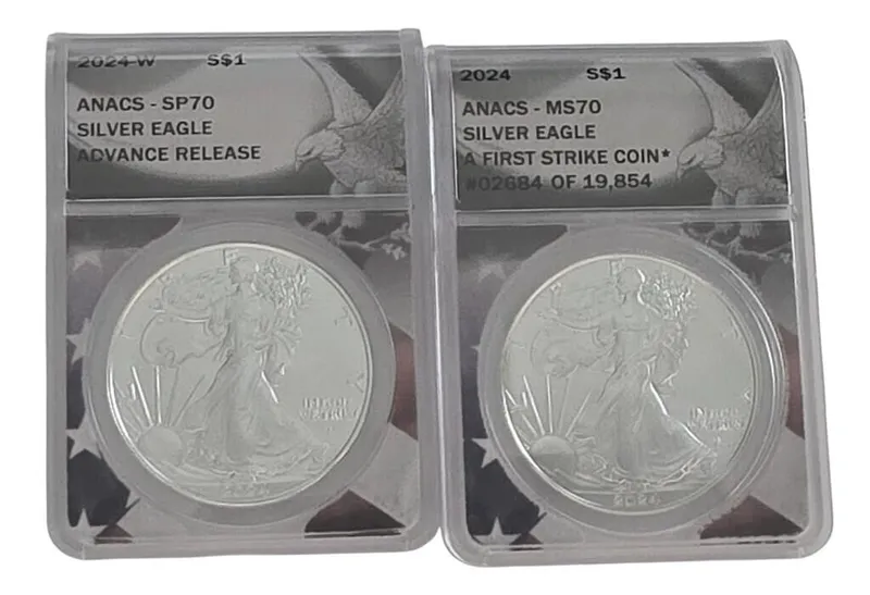 (2 US Silver Eagle $1 coins, ANACS from auction in Carmel, Indiana