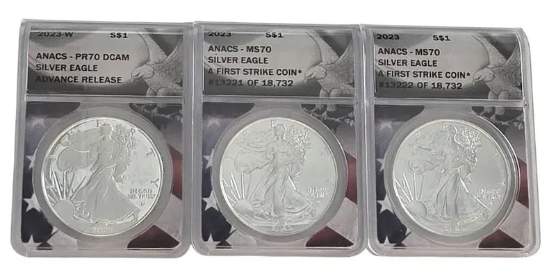 (3) $1 Silver Eagle US Coins, 2023 from auction in Carmel, Indiana