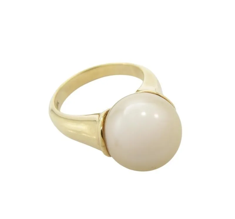 18K Yellow Gold South Sea Golden Pearl Ring from auction in Carmel, Indiana