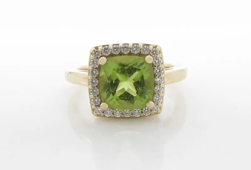 14K Yellow Gold Peridot and Diamond Ring from auction in Carmel, Indiana