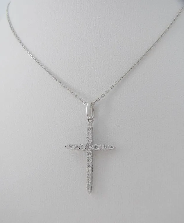 14K White Gold Diamond Cross Pendant, Chain from auction in Carmel, Indiana
