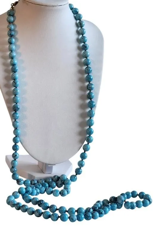 46" Long Turquoise Bead Necklace from auction in Carmel, Indiana
