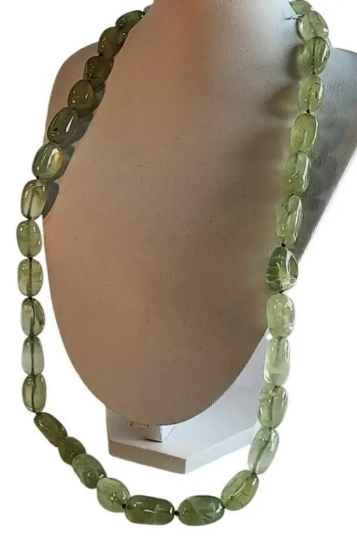 14K Prehnite Stone Bead Necklace from auction in Carmel, Indiana