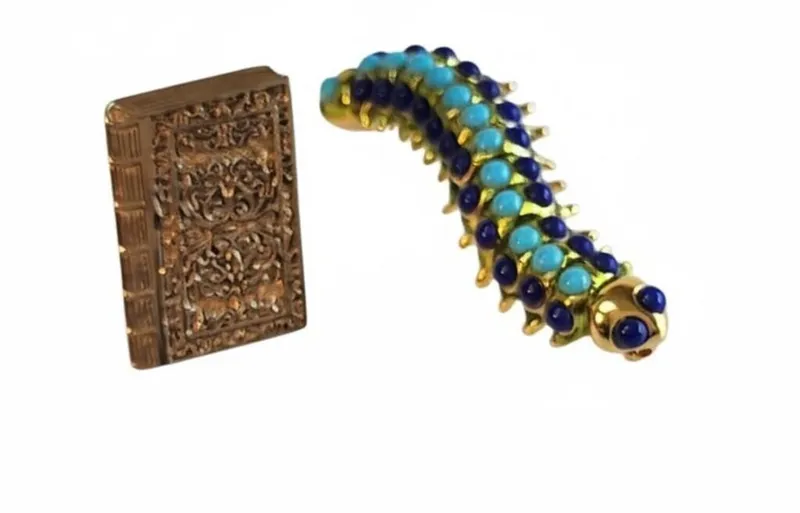 Two Vintage Brooches, Kenneth Lane Caterpillar from auction in Carmel, Indiana