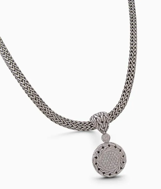 John Hardy Sterling Silver Diamond Pendant, Chain from auction in Carmel, Indiana