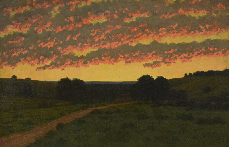 William Anderson Coffin Oil on Canvas Twilight Landscape from auction in Lincoln Park, New Jersey
