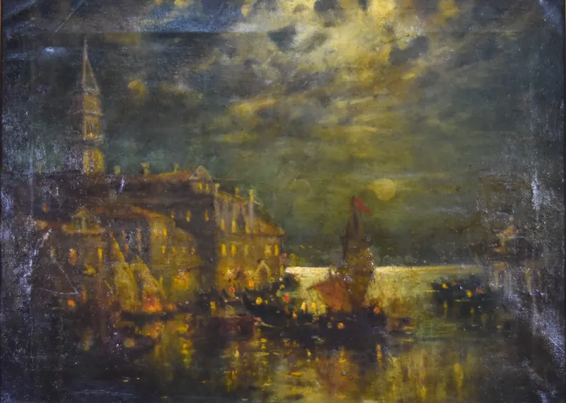 Walter F. Lansil Oil on Canvas Grand Canal Venice from auction in Lincoln Park, New Jersey