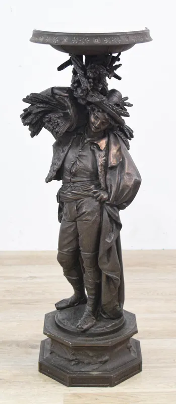 Albert-Ernest Carrier-Belleuse Bronze Tazza Sculpture After Harvest from auction in Lincoln Park, New Jersey