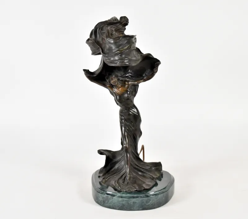Raoul Larche Bronze Loie Fuller Table Light Sculpture from auction in Lincoln Park, New Jersey