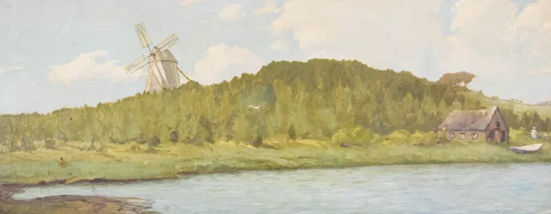 Signed A.H.C. Oil on Canvas Large-Scale Dutch Landscape from auction in Lincoln Park, New Jersey
