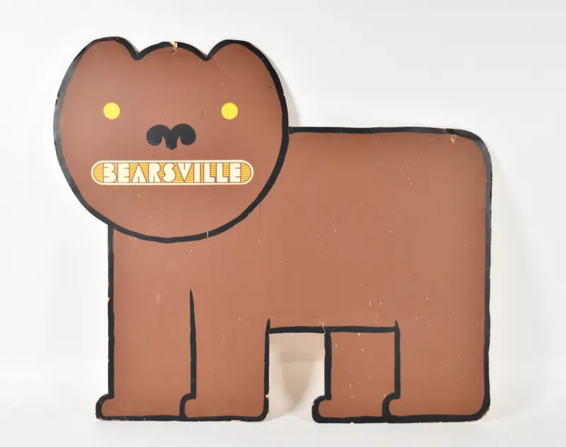 Bearsville Studios Cardboard Advertising Cutout Mascot from auction in Lincoln Park, New Jersey