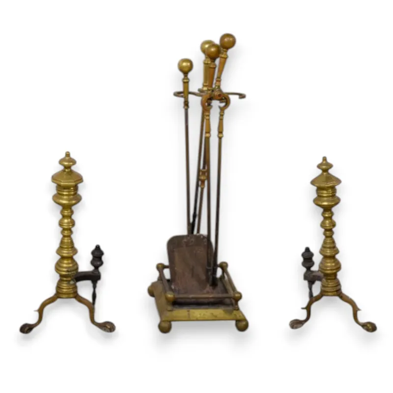 Federal Brass and Cast Iron Fireplace Accessories from auction in Lincoln Park, New Jersey