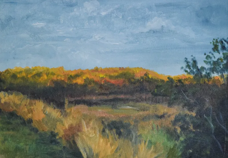 Nathaniel Benchley Oil on Canvas Autumn Landscape from auction in Lincoln Park, New Jersey
