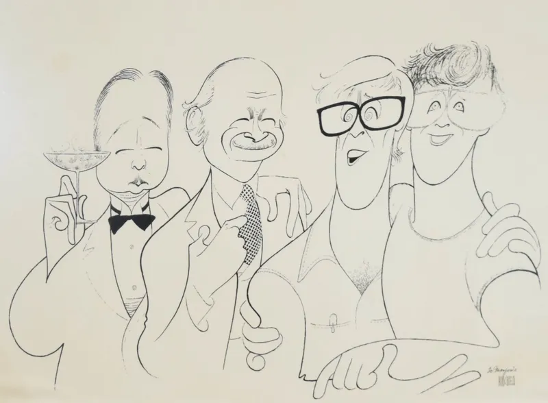 Al Hirschfeld Pen and Ink Drawing The Benchley Family from auction in Lincoln Park, New Jersey