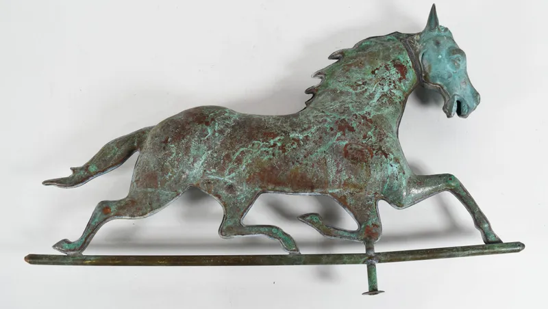 Americana Copper Running Horse Weather Vane from auction in Lincoln Park, New Jersey