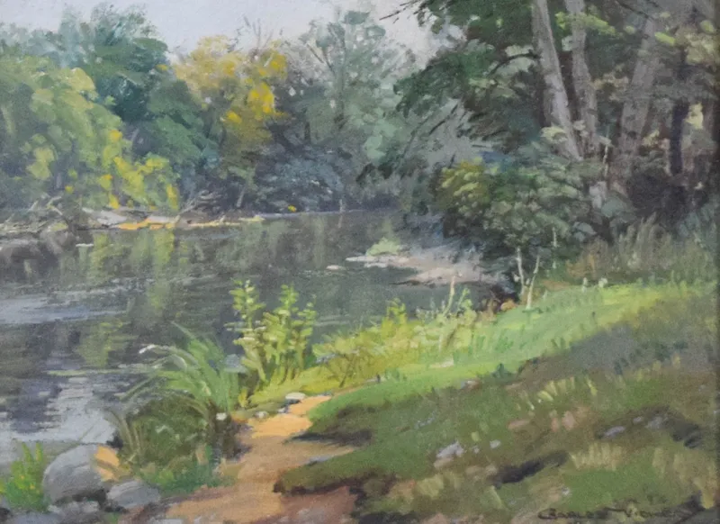 Charles Vickery Oil on Canvas Board Woodscape from auction in Lincoln Park, New Jersey