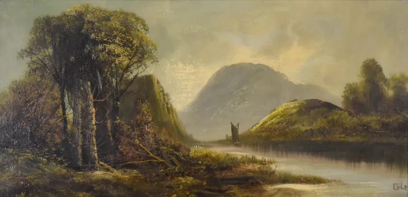 Signed Colp Oil On Canvas River Landscape from auction in Lincoln Park, New Jersey