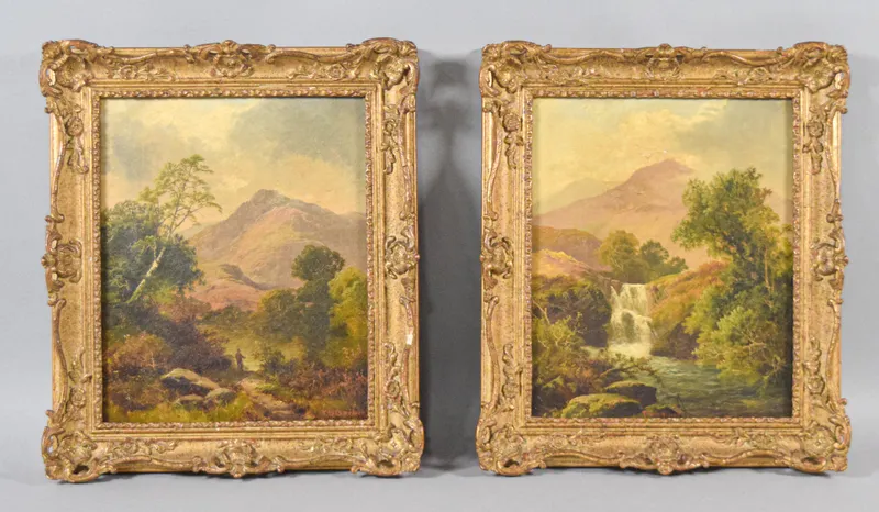 Pair of T. S. Barber Oil on Canvas Landscapes from auction in Lincoln Park, New Jersey