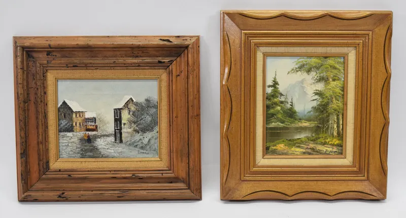 A Pair of Oil on Board Landscapes Signed Dinovi from auction in Lincoln Park, New Jersey