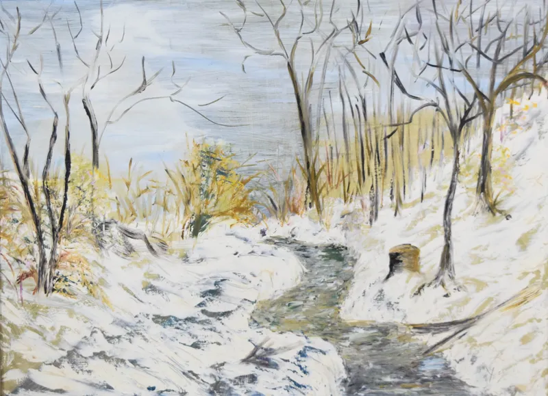 Yezzi Oil on Board Winter Landscape from auction in Lincoln Park, New Jersey