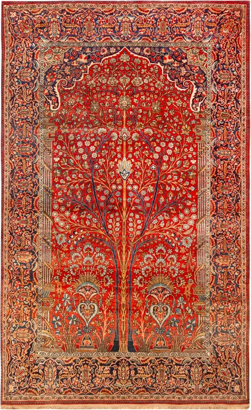 No Reserve - Antique Kashan Mohtashem Rug, Central Persia, circa 1900 - 6 ft 10 in x 4 ft 3 in (2.08 from auction in New York, New York