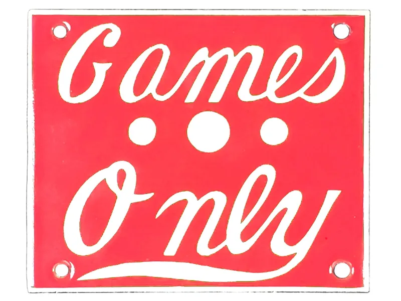 Porcelain Single-Sided "Games Only" Sign from auction in Myakka City, Florida