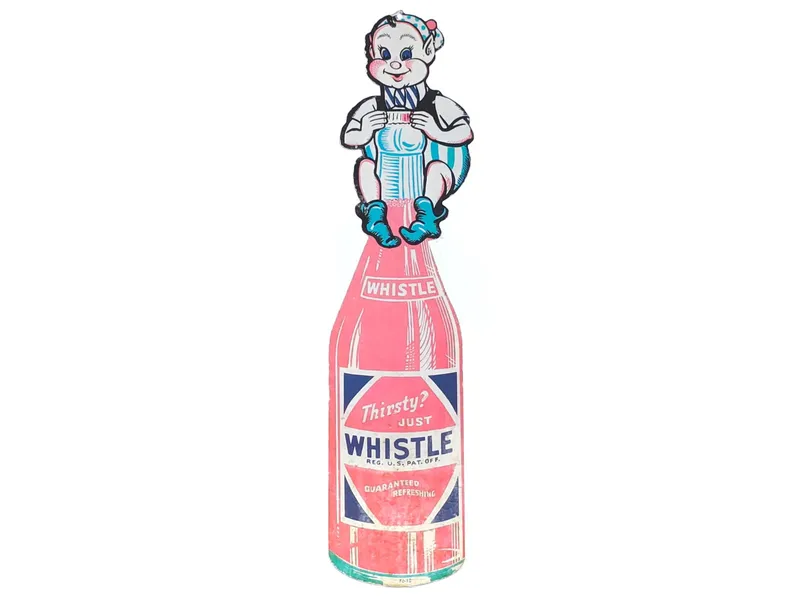 Whistle Soda "Thirsty Just Whistle" DS Advertising Sign from auction in Myakka City, Florida