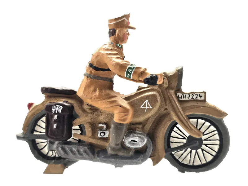 Elastolin/Lineol WWII German Zundapp WH7224 Africa Corps Soldier on Motorcycle from auction in Myakka City, Florida