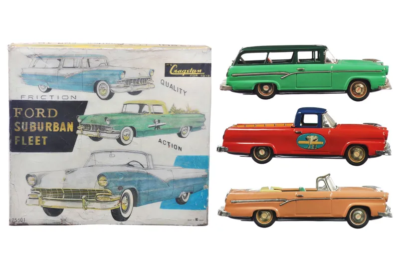 Ford Suburban Fleet Cragstan Tin Boxed Car Set from auction in Myakka City, Florida