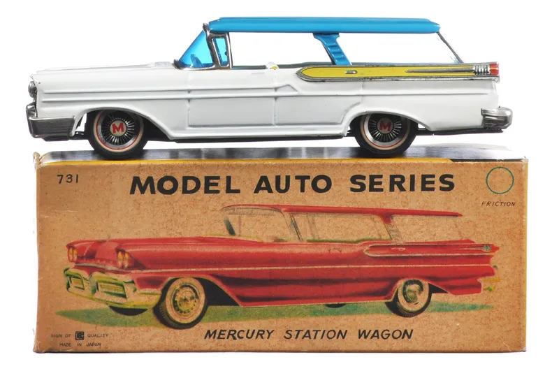 1958 Mercury Station Wagon by Bandai Japan Boxed Tin Car from auction in Myakka City, Florida