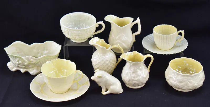ASSORTMENT OF BELLEEK PORCELAIN DISHWARE from auction in Aurora, Oregon