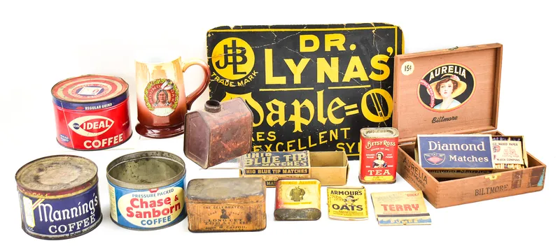 ASSORTMENT OF KITCHEN PRODUCT ADVERTISEMNT TINS & EPHEMERA & MORE from auction in Aurora, Oregon