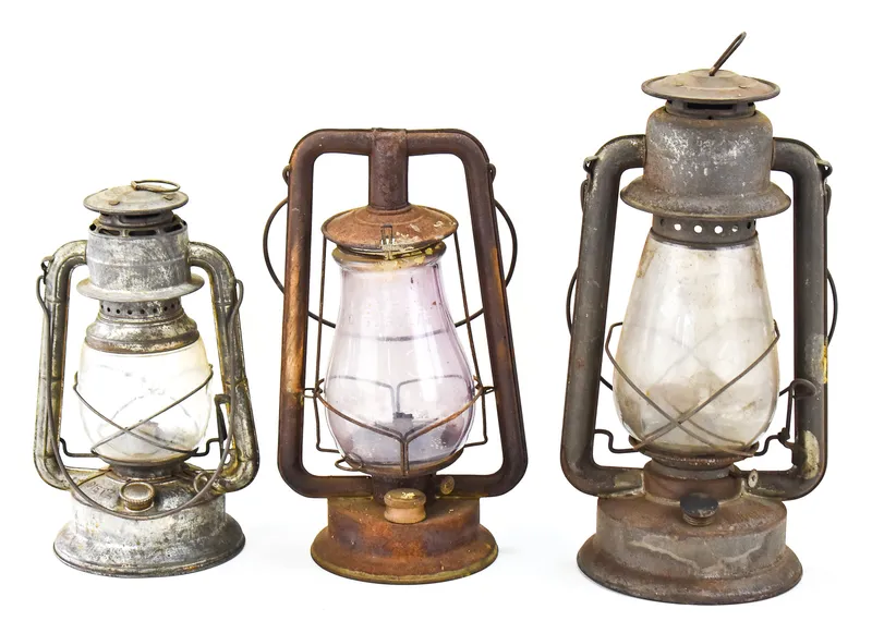TRIO OF R.E. DIETZ COLST BLAST KEROSENE LANTERNS from auction in Aurora, Oregon