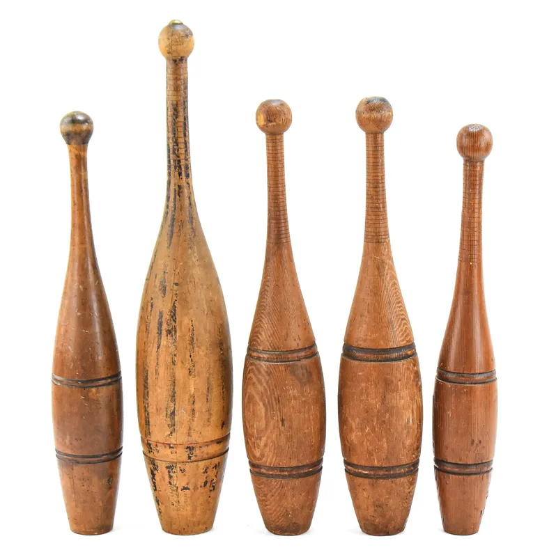 SET OF FIVE WOODEN INDIAN CLUBS  from auction in Aurora, Oregon