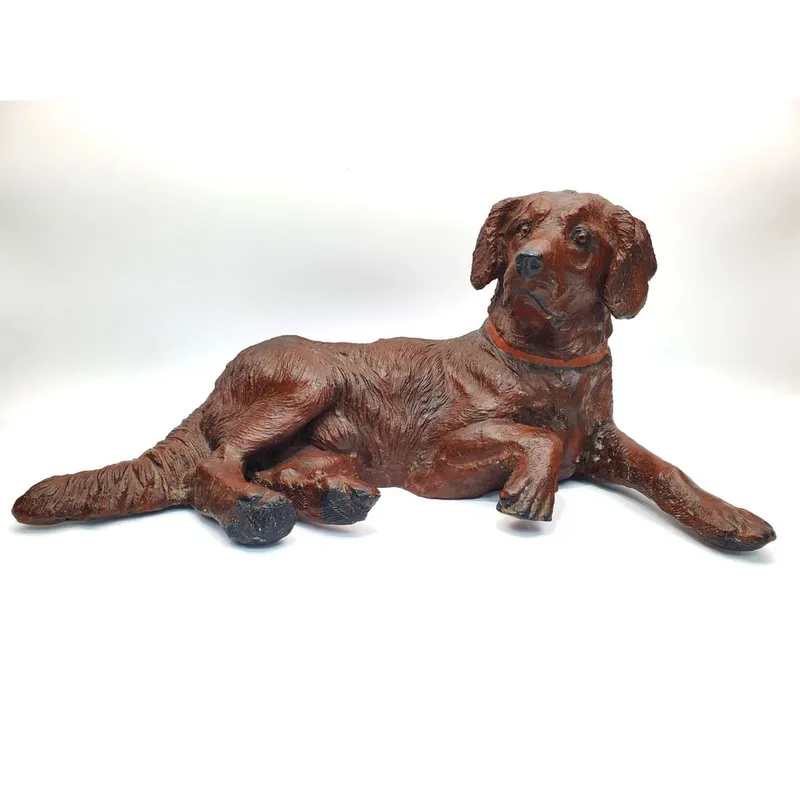 Old Resin Figure of a Chocolate Labrador Dog from auction in East Meadow, New York