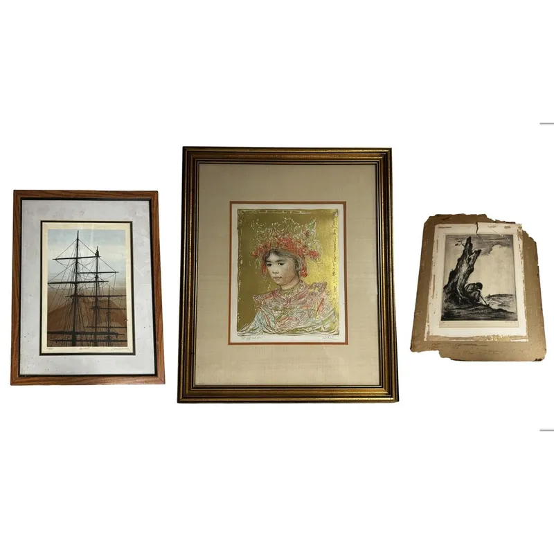 Lot of 2 Signed Lithographs & 1 Signed Engraving from auction in East Meadow, New York