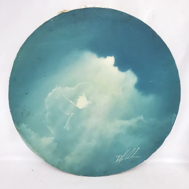Signed Circular Painting Oil on Canvas from auction in East Meadow, New York